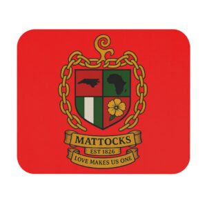 Mattocks Family Crest Mouse Pad — Custom Heritage Desk Mat ("Love Makes Us One")