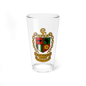 Mattocks Family Crest Mixing Glass - 16 oz Cocktail Stirring Tumbler