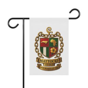 Personalized Family Crest Garden Flag — "Mattocks" Established 1826