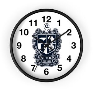 Mattocks Family Crest Wall Clock — Established 1826 Heritage Home Decor