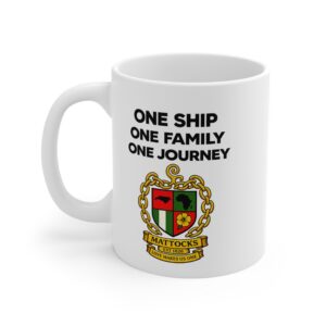 Ceramic Mug — "One Ship One Family One Journey" Personalized Family Cruise Crest