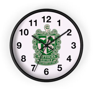 Mattocks Family Crest Wall Clock — Heritage Coat of Arms Timepiece