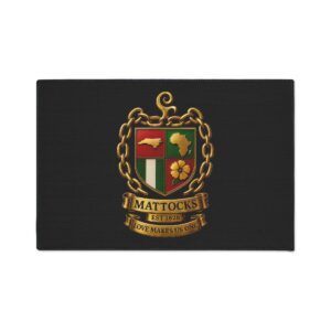Heavy Duty Floor Mat — Personalized Mattocks Family Crest Doormat ("Love Makes Us One")