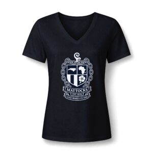 Mattocks Family Crest V-Neck Tee — 'Mattocks' Coat of Arms Shirt