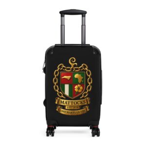 Custom Family Crest Suitcase – "Mattocks" Family Coat of Arms Carry-On
